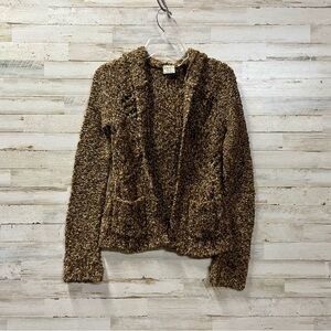 BKE Multicolor Part Silk Long Sleeve Knit Cardigan with Pockets